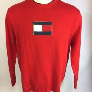 NWT Tommy Hilfiger Red Crewneck Sweater - Flag Logo, Size Large